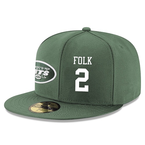 NFL New York Jets #2 Nick Folk Stitched Snapback Adjustable Player Hat - Green/White